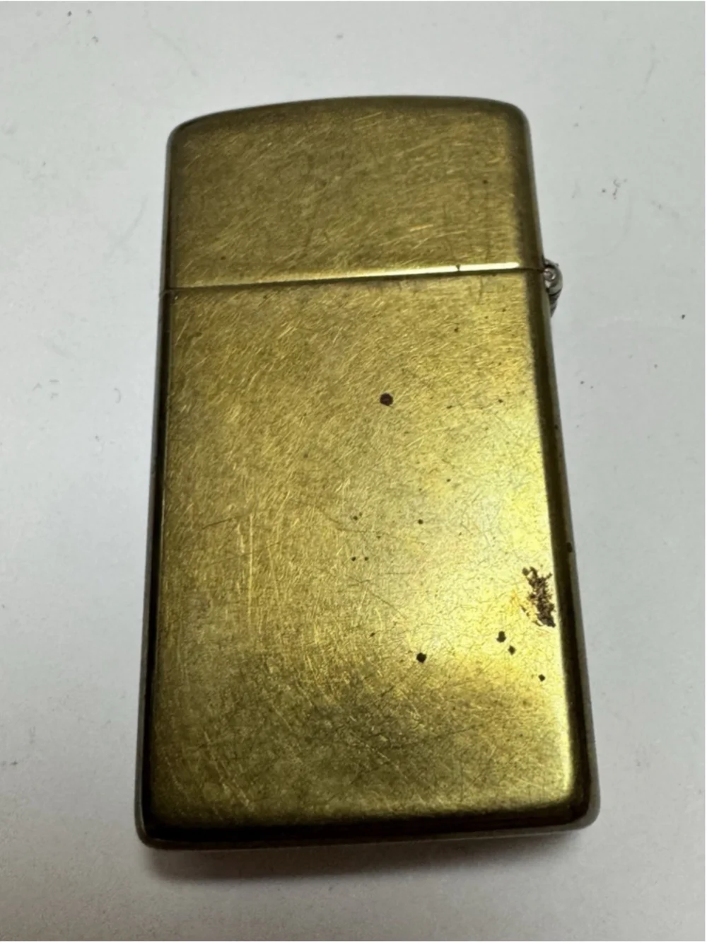 1991 Zippo Slim Solid Brass Lighter 1932-1991 w/ Case & Papers